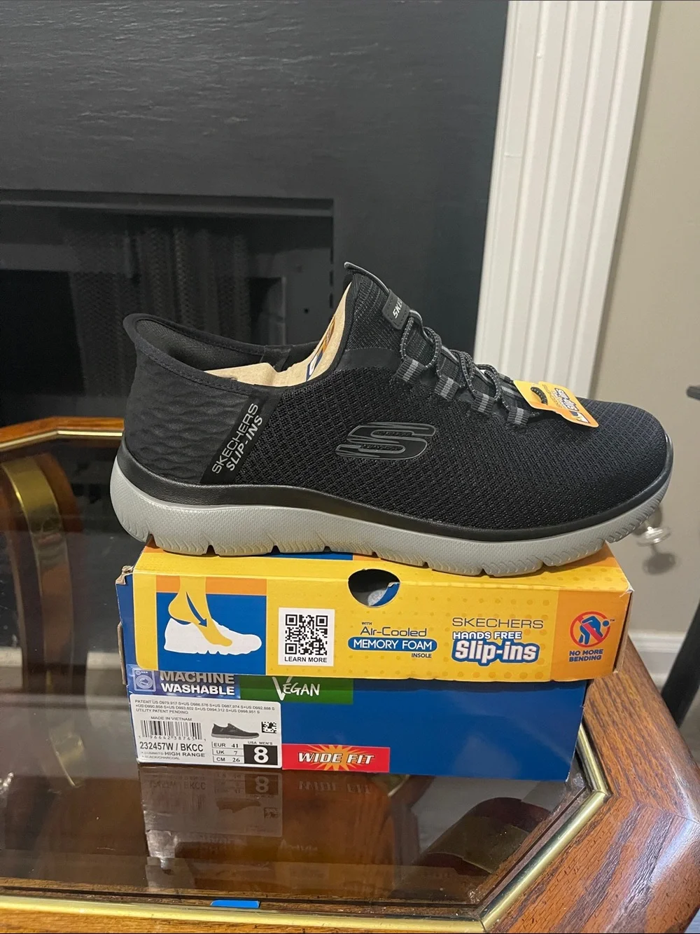 Skechers Men's Black Athletic Slip-On with Gray Sole